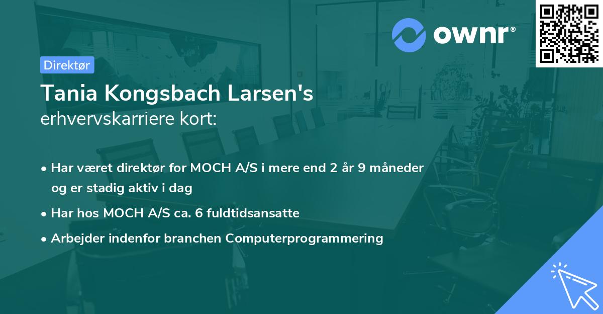 Tania Kongsbach Larsen's erhvervskarriere kort