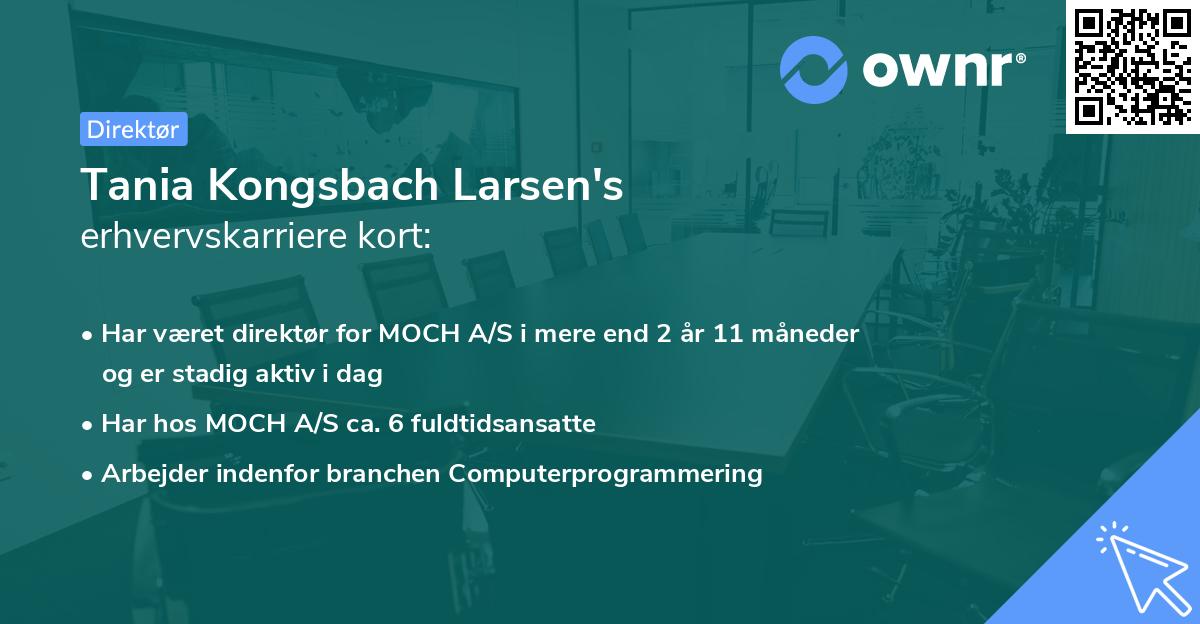 Tania Kongsbach Larsen's erhvervskarriere kort