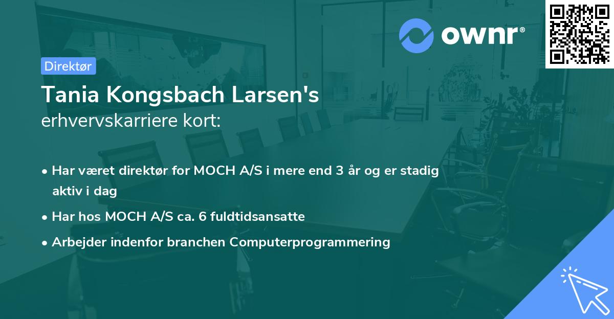 Tania Kongsbach Larsen's erhvervskarriere kort