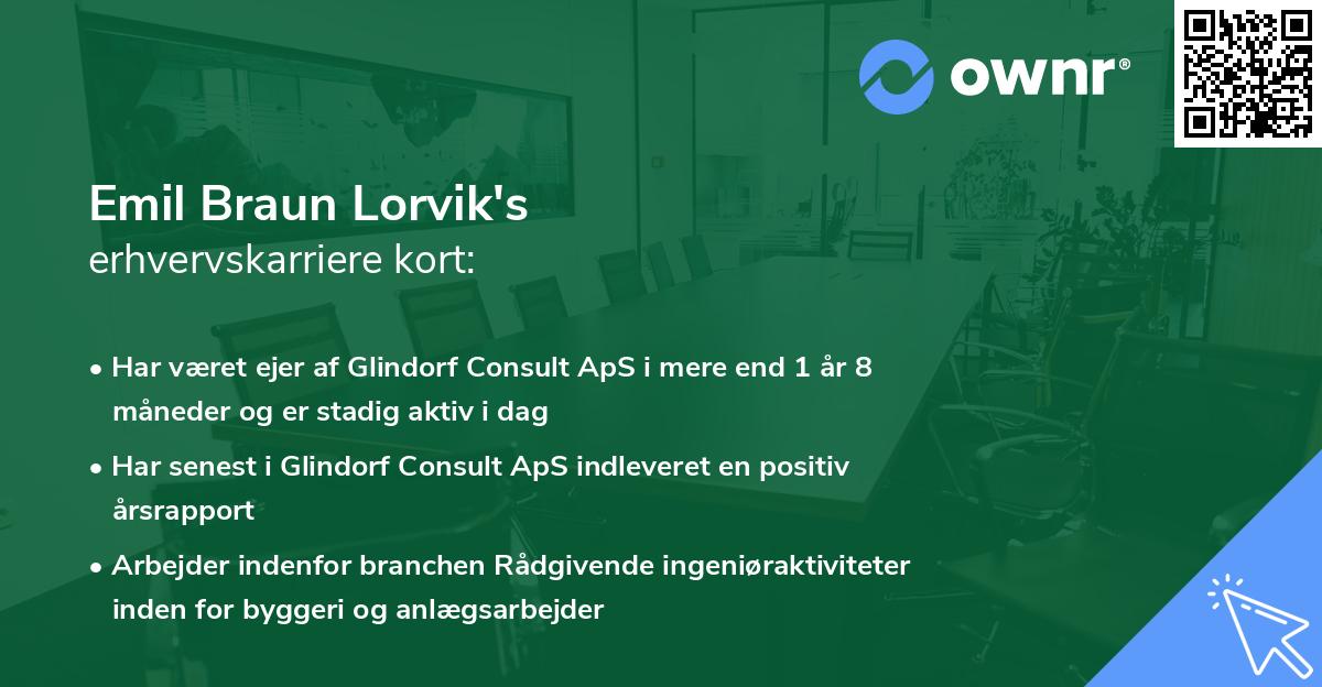 Emil Braun Lorvik's erhvervskarriere kort