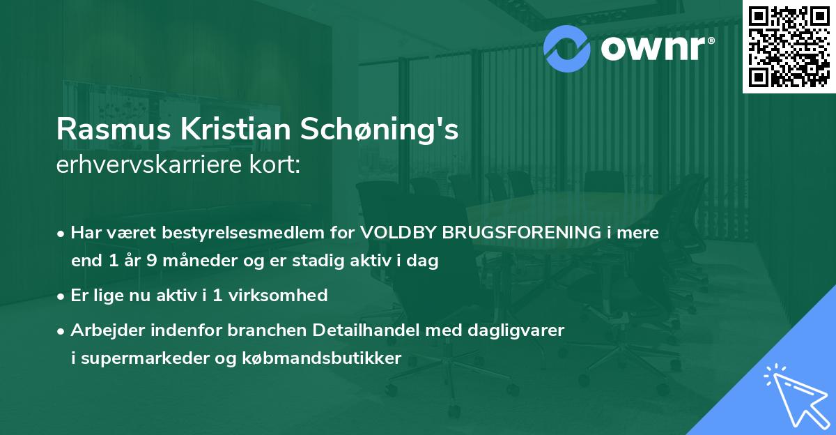 Rasmus Kristian Schøning's erhvervskarriere kort