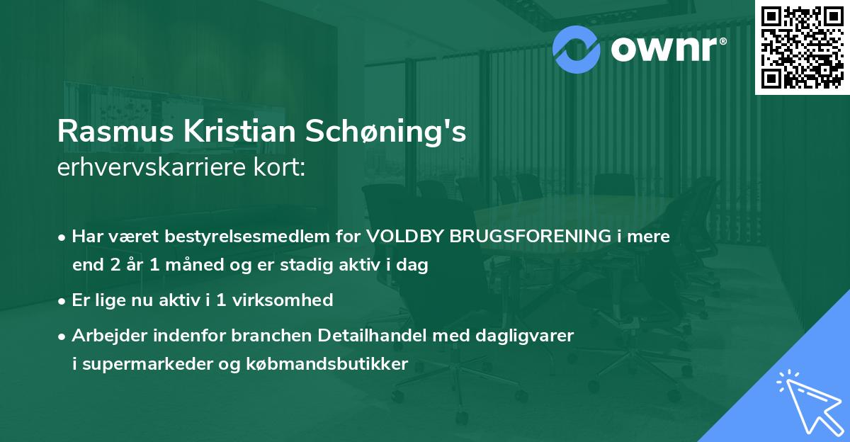 Rasmus Kristian Schøning's erhvervskarriere kort