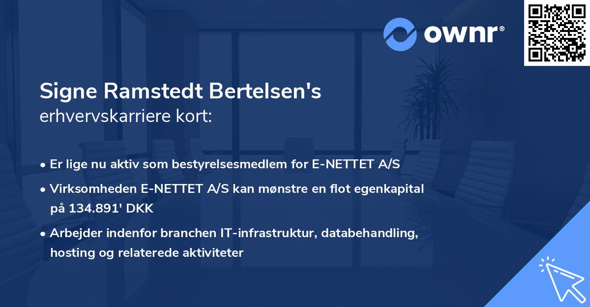 Signe Ramstedt Bertelsen's erhvervskarriere kort