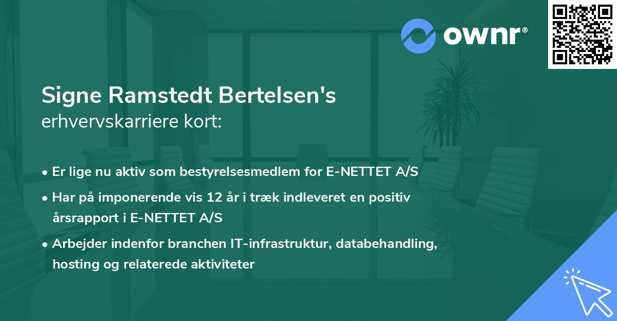 Signe Ramstedt Bertelsen's erhvervskarriere kort