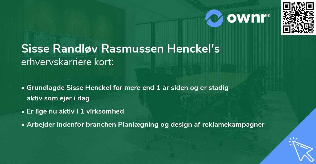 Sisse Randløv Rasmussen Henckel's erhvervskarriere kort