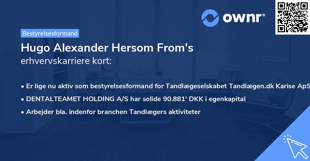 Hugo Alexander Hersom From's erhvervskarriere kort