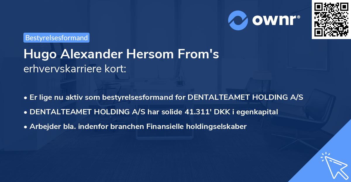 Hugo Alexander Hersom From's erhvervskarriere kort