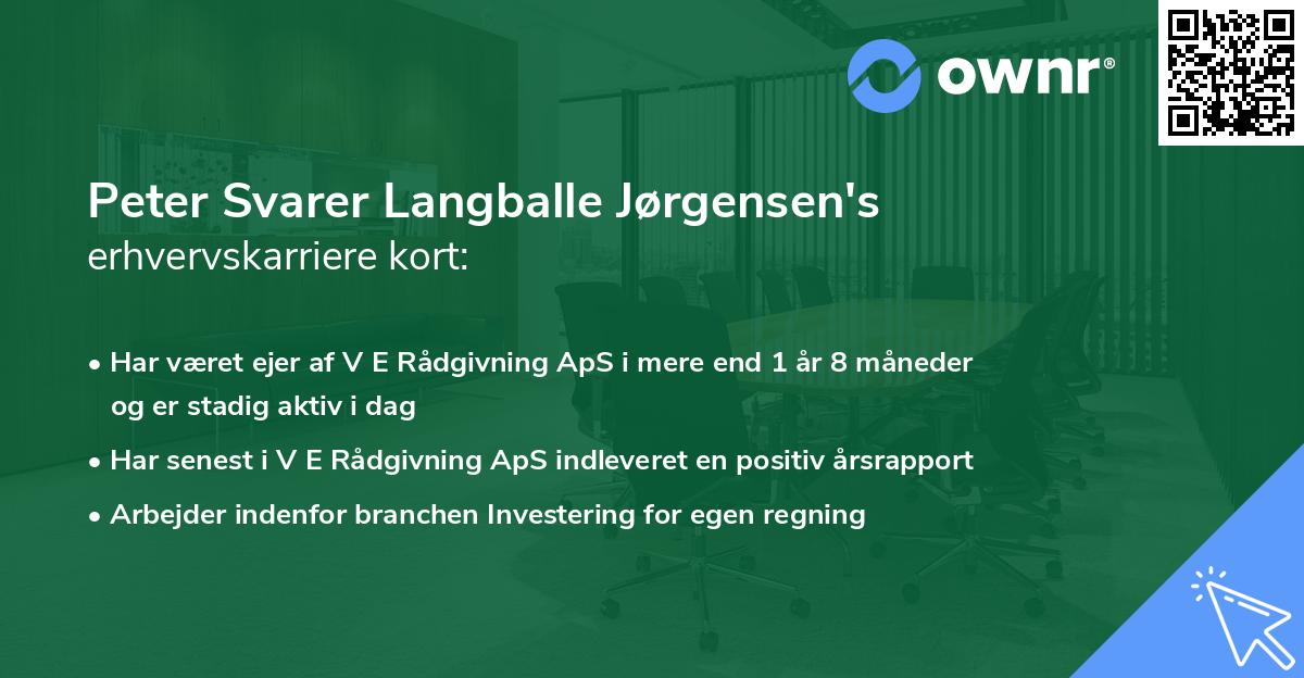 Peter Svarer Langballe Jørgensen's erhvervskarriere kort
