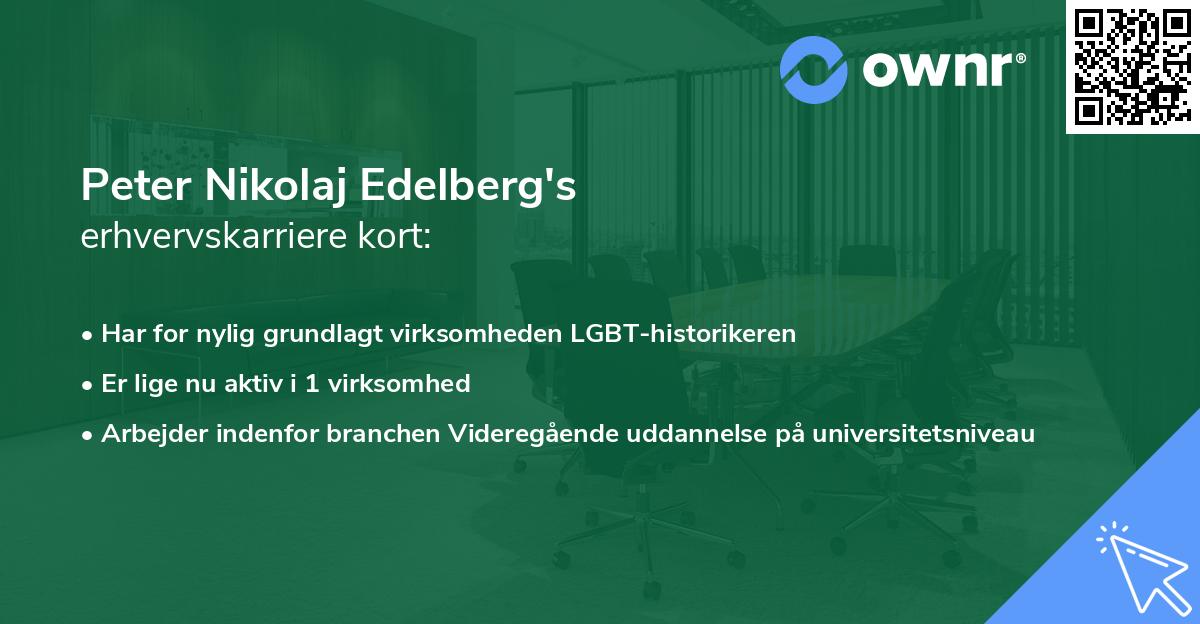 Peter Nikolaj Edelberg's erhvervskarriere kort