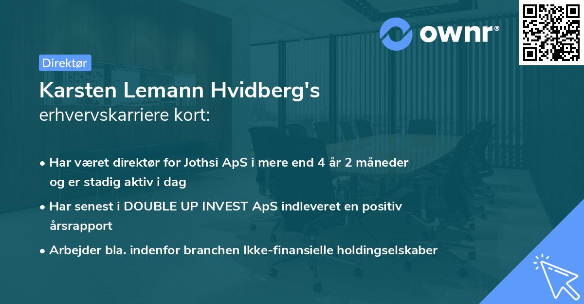 Karsten Lemann Hvidberg's erhvervskarriere kort