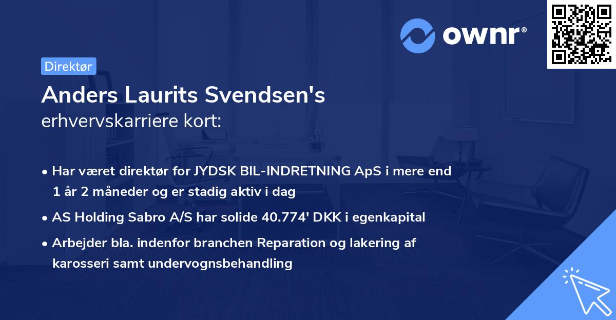 Anders Laurits Svendsen's erhvervskarriere kort