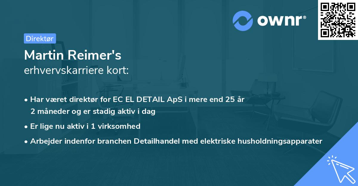 Martin Reimer's erhvervskarriere kort