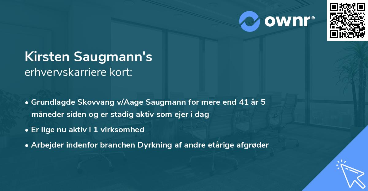 Kirsten Saugmann's erhvervskarriere kort