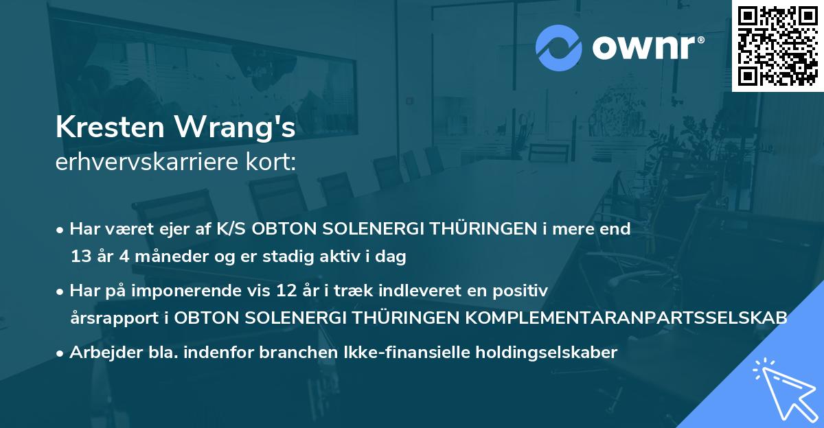 Kresten Wrang's erhvervskarriere kort