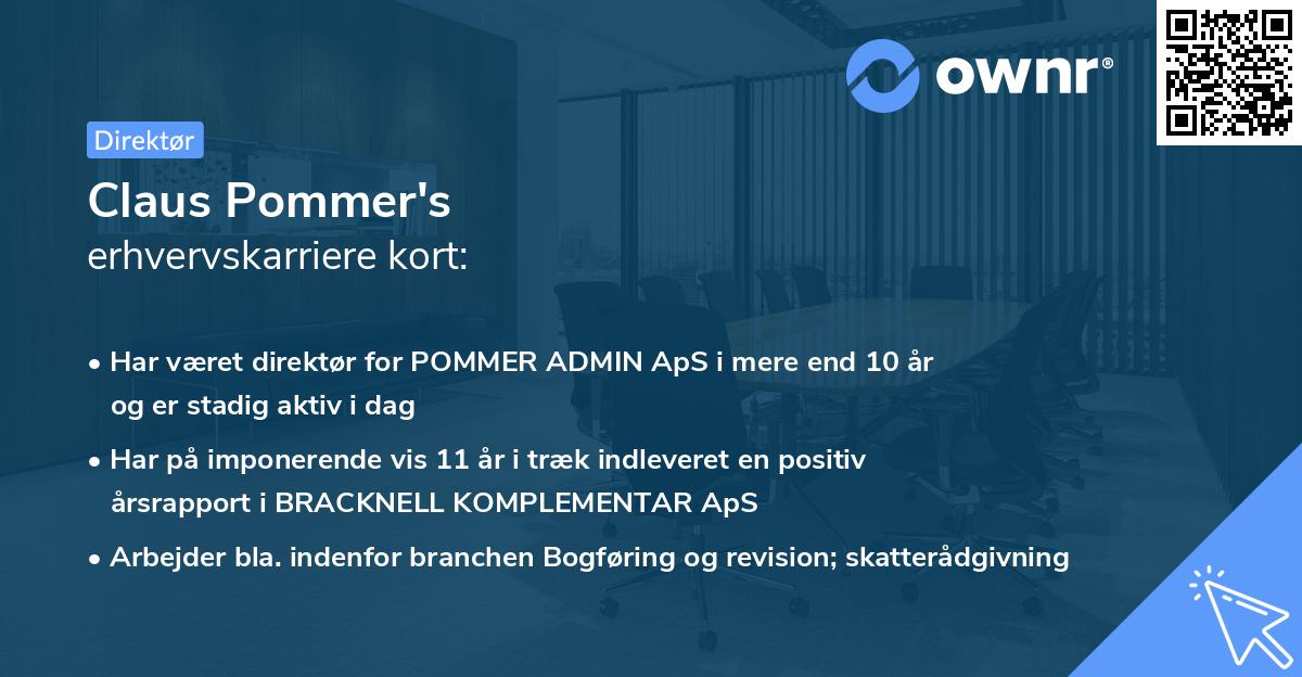 Claus Pommer's erhvervskarriere kort