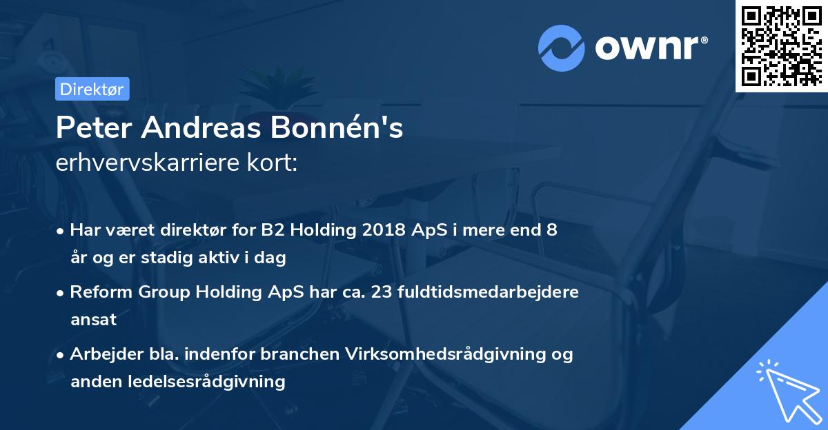 Peter Andreas Bonnén's erhvervskarriere kort