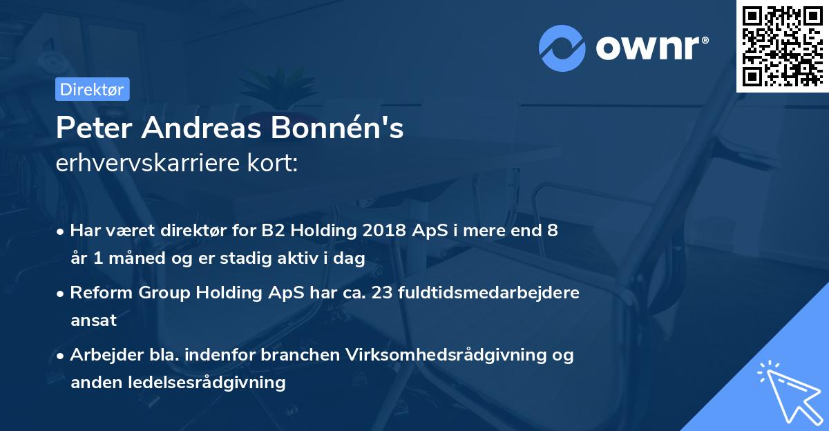 Peter Andreas Bonnén's erhvervskarriere kort