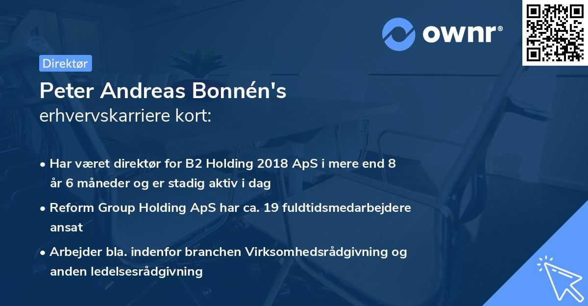 Peter Andreas Bonnén's erhvervskarriere kort