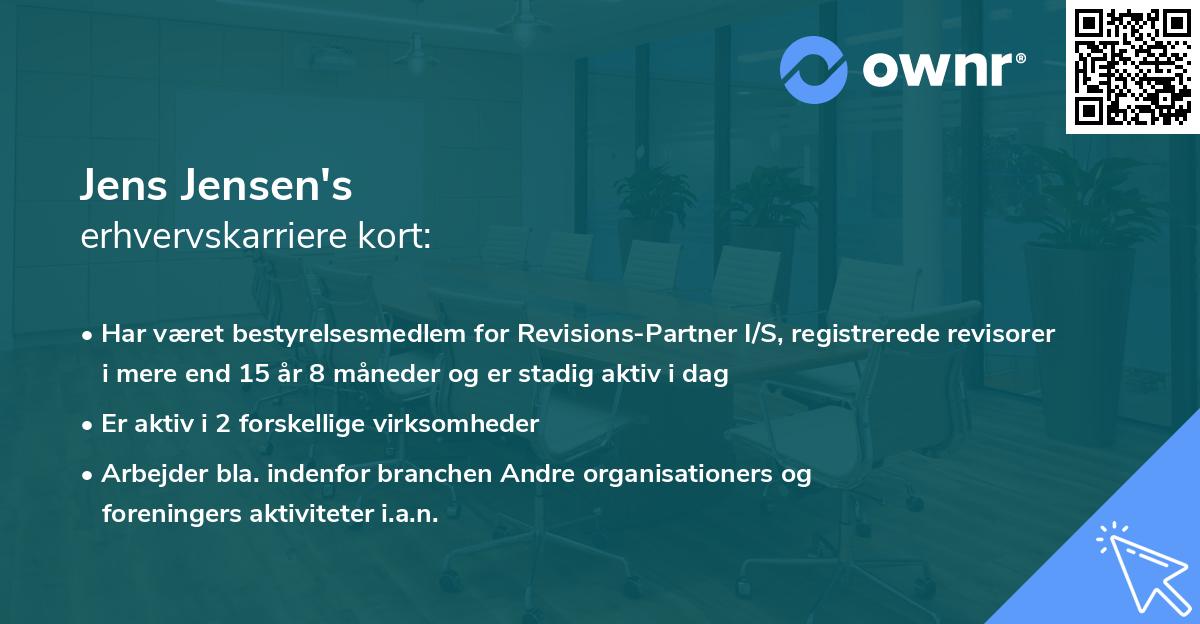Jens Jensen's erhvervskarriere kort