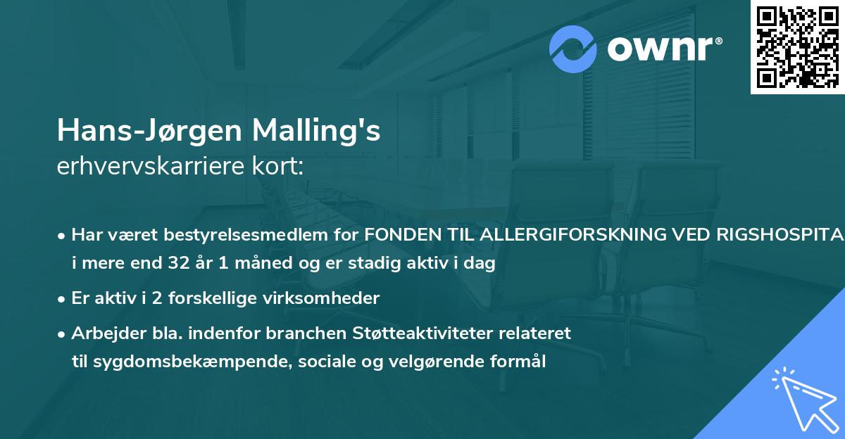 Hans-Jørgen Malling's erhvervskarriere kort