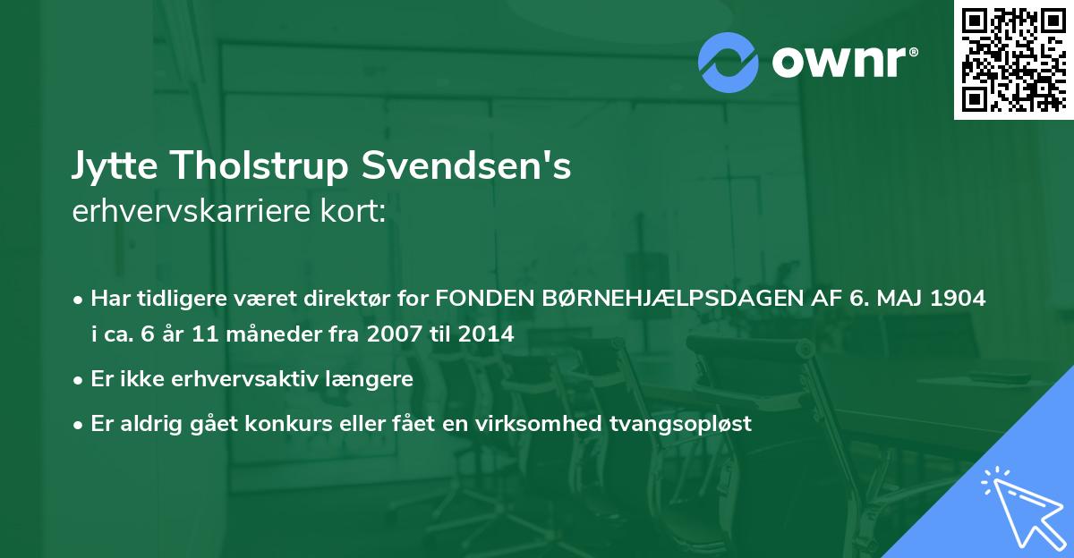 Jytte Tholstrup Svendsen's erhvervskarriere kort
