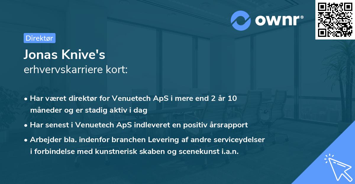 Jonas Knive's erhvervskarriere kort