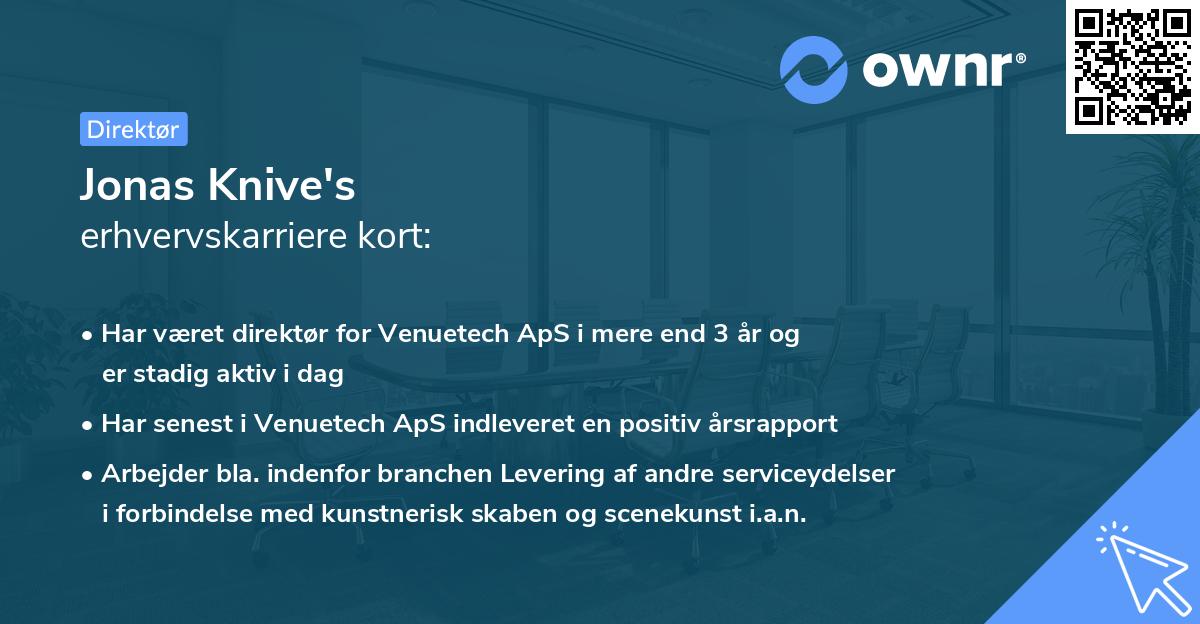 Jonas Knive's erhvervskarriere kort