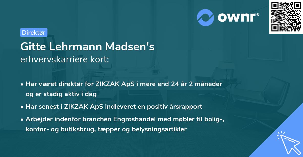 Gitte Lehrmann Madsen's erhvervskarriere kort