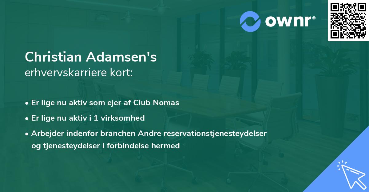Christian Adamsen's erhvervskarriere kort