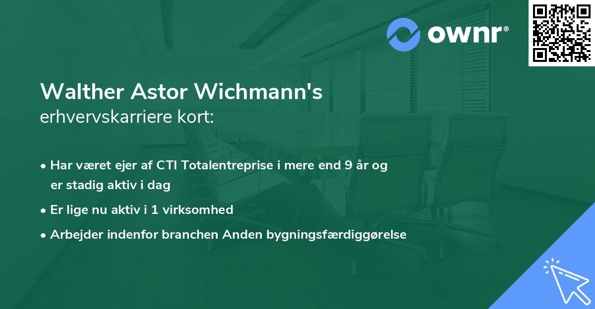 Walther Astor Wichmann's erhvervskarriere kort