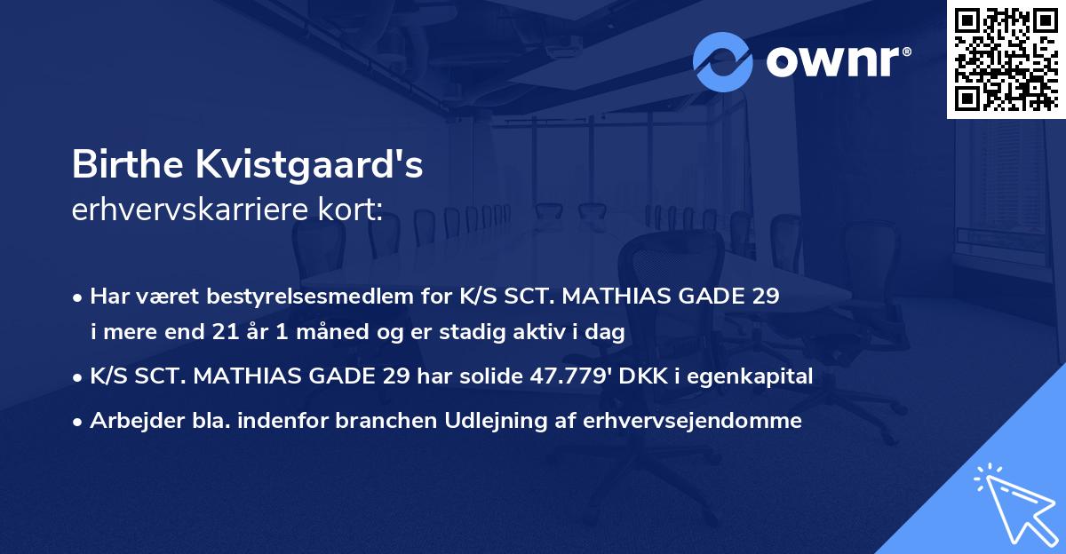 Birthe Kvistgaard's erhvervskarriere kort