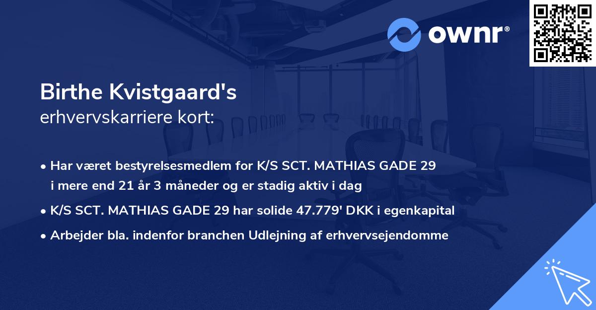 Birthe Kvistgaard's erhvervskarriere kort