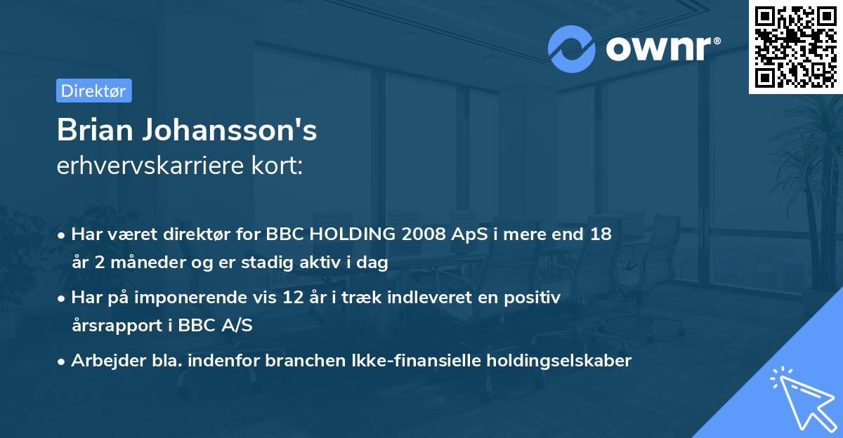 Brian Johansson's erhvervskarriere kort
