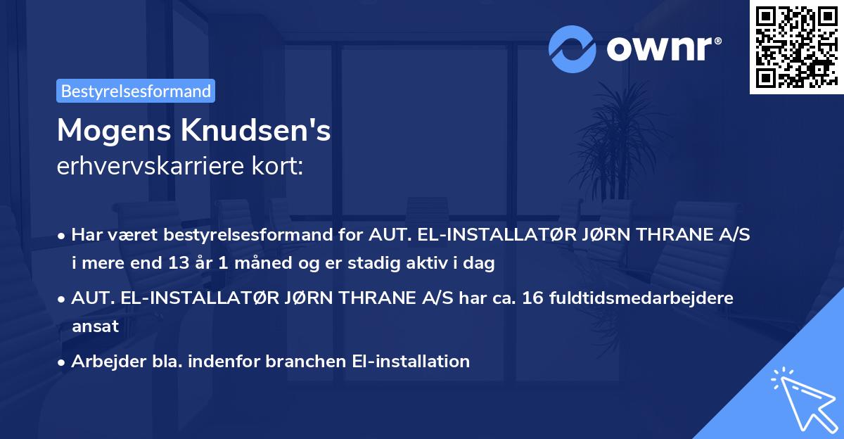 Mogens Knudsen's erhvervskarriere kort