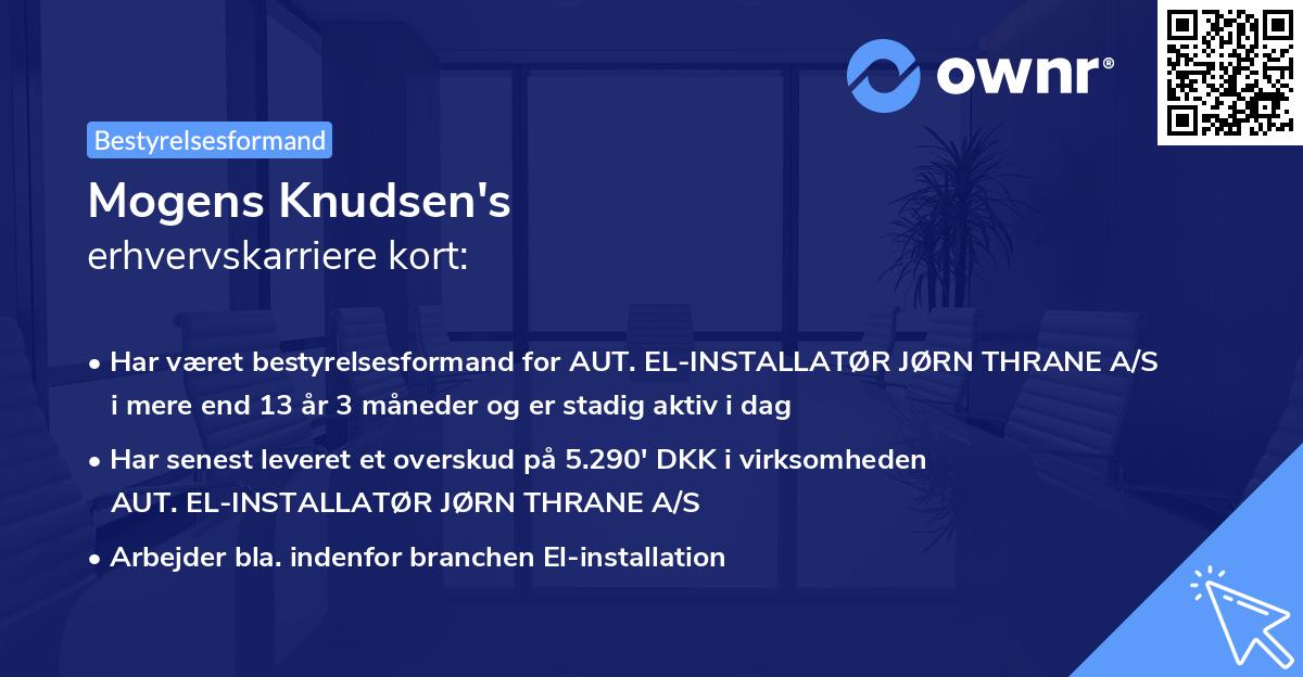 Mogens Knudsen's erhvervskarriere kort