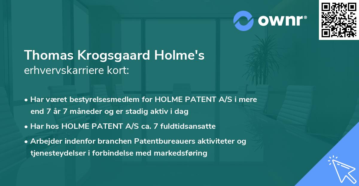 Thomas Krogsgaard Holme's erhvervskarriere kort