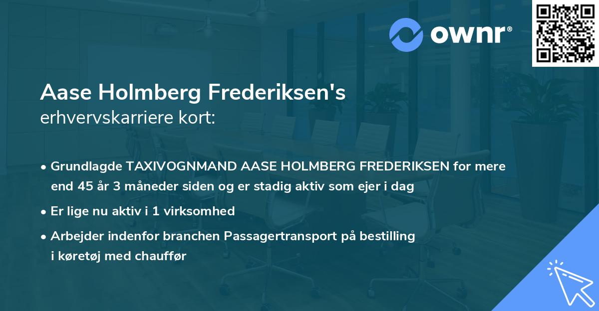 Aase Holmberg Frederiksen's erhvervskarriere kort