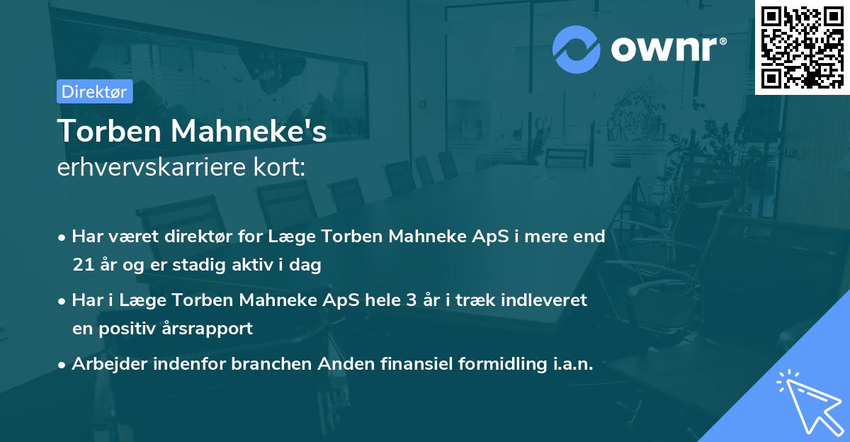 Torben Mahneke's erhvervskarriere kort