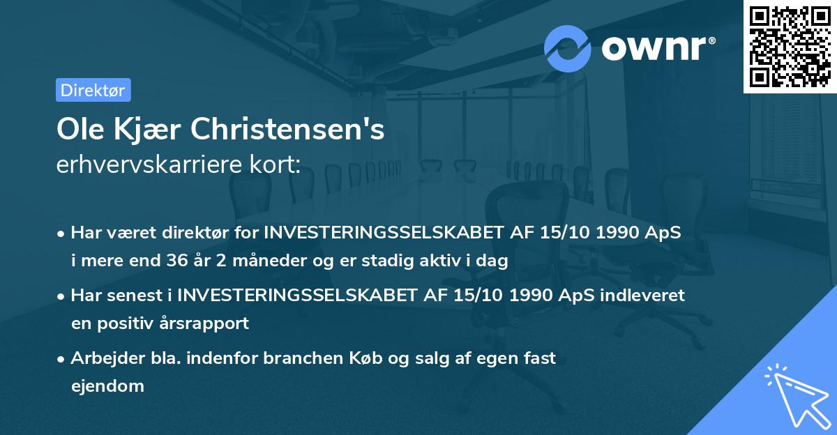 Ole Kjær Christensen's erhvervskarriere kort