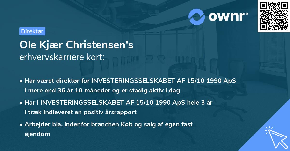 Ole Kjær Christensen's erhvervskarriere kort