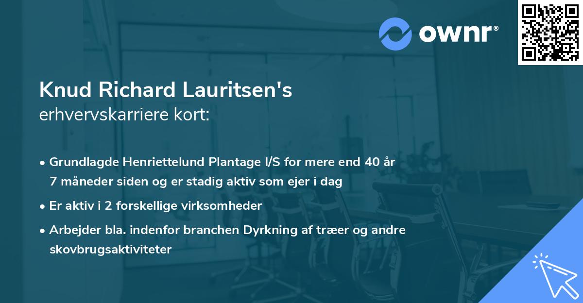 Knud Richard Lauritsen's erhvervskarriere kort