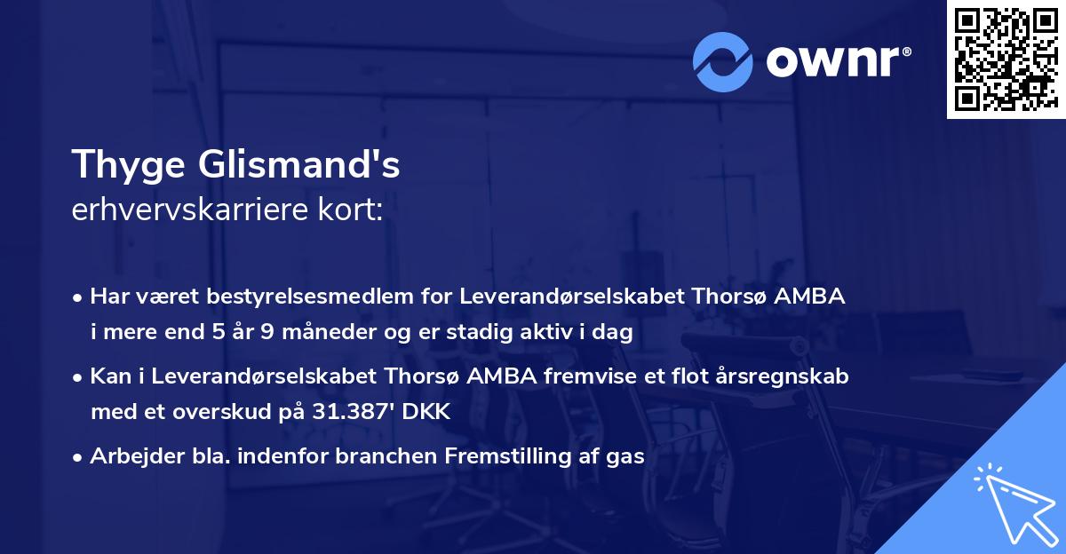 Thyge Glismand's erhvervskarriere kort