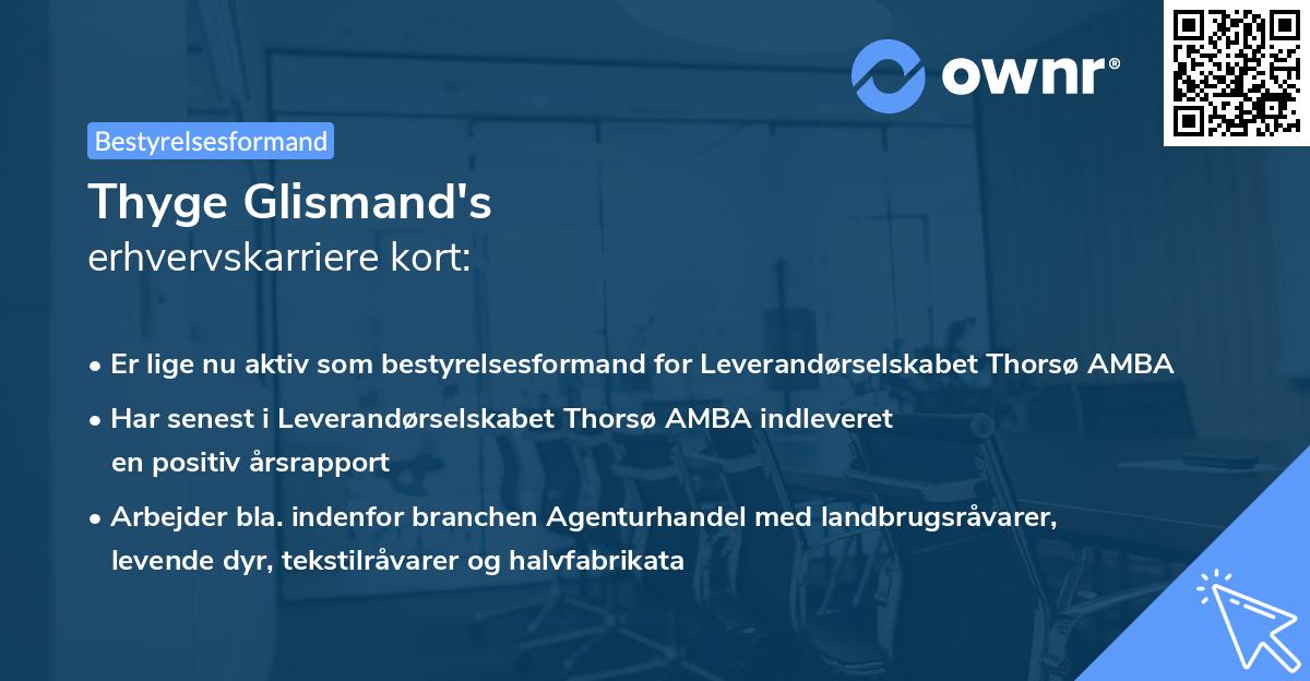Thyge Glismand's erhvervskarriere kort