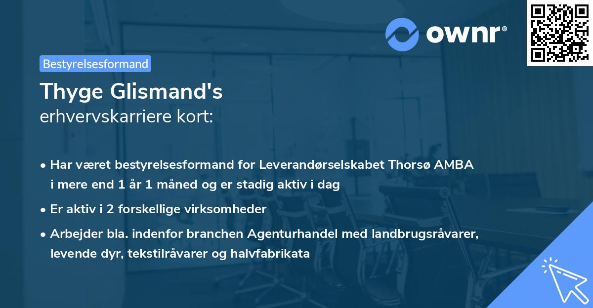 Thyge Glismand's erhvervskarriere kort