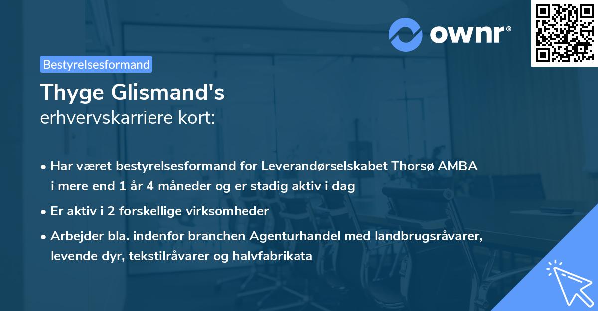 Thyge Glismand's erhvervskarriere kort