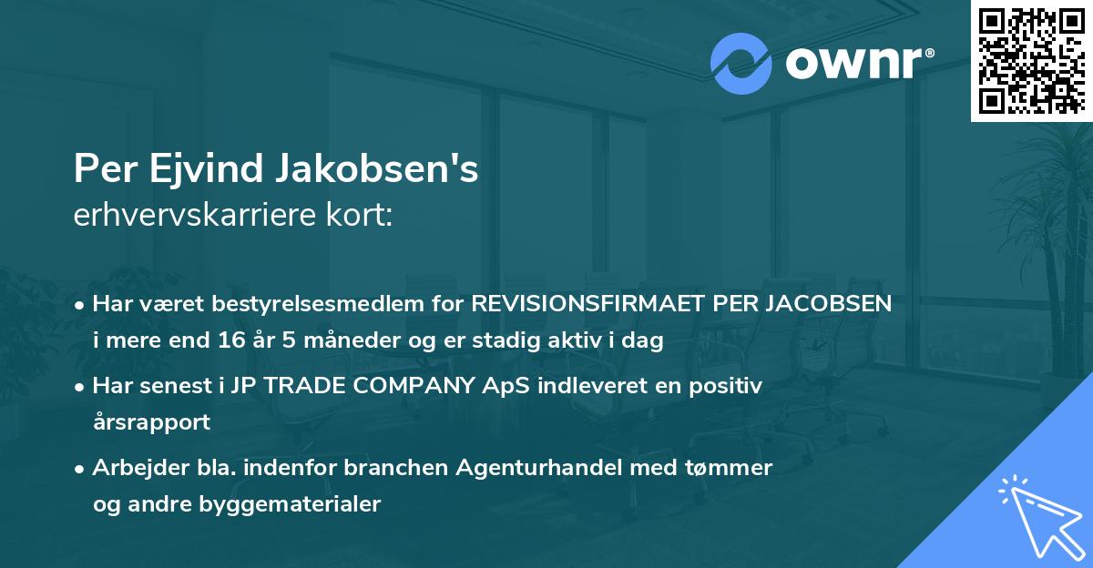 Per Ejvind Jakobsen's erhvervskarriere kort