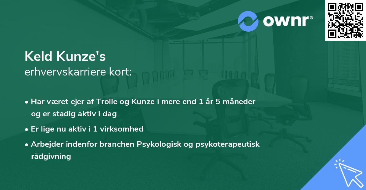 Keld Kunze's erhvervskarriere kort
