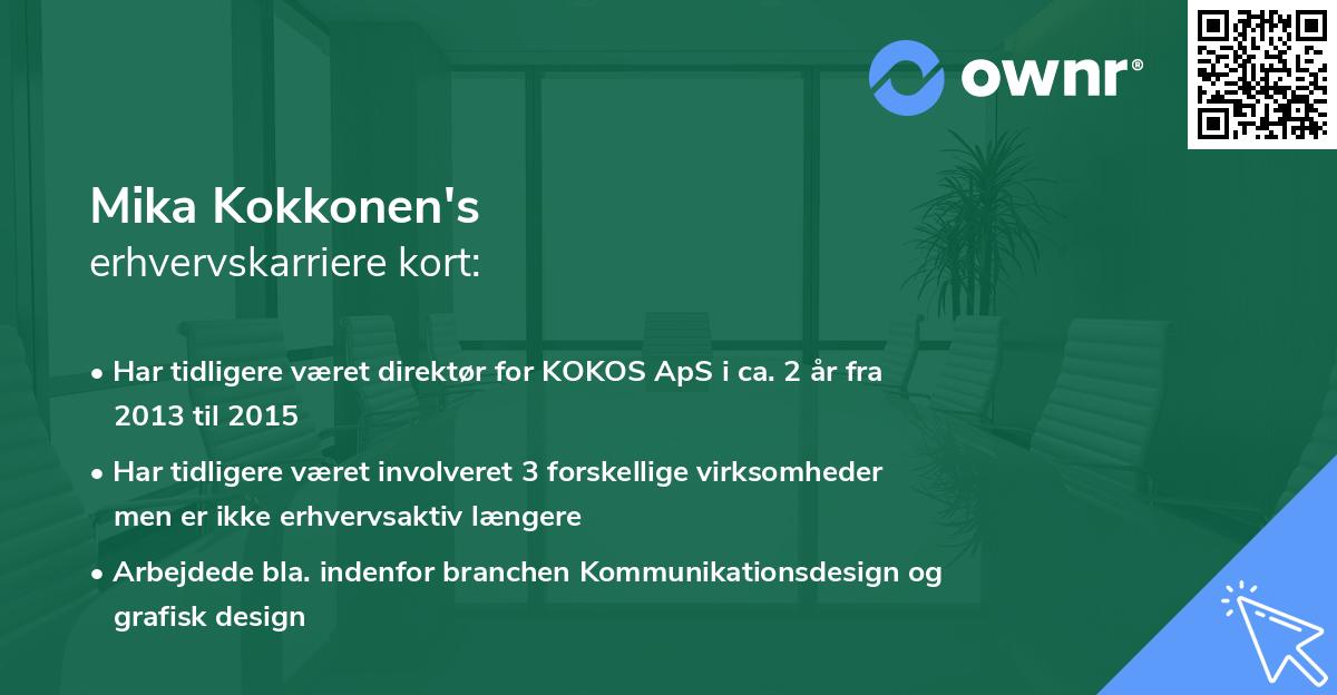Mika Kokkonen's erhvervskarriere kort