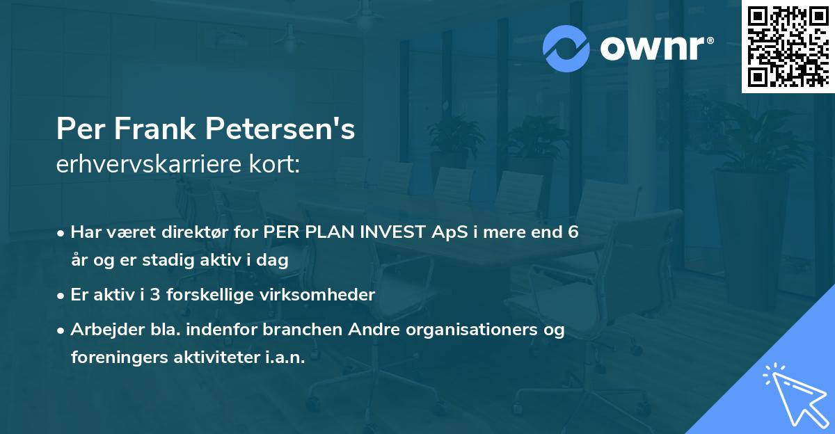 Per Frank Petersen's erhvervskarriere kort