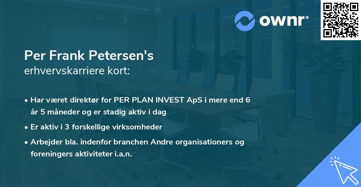 Per Frank Petersen's erhvervskarriere kort